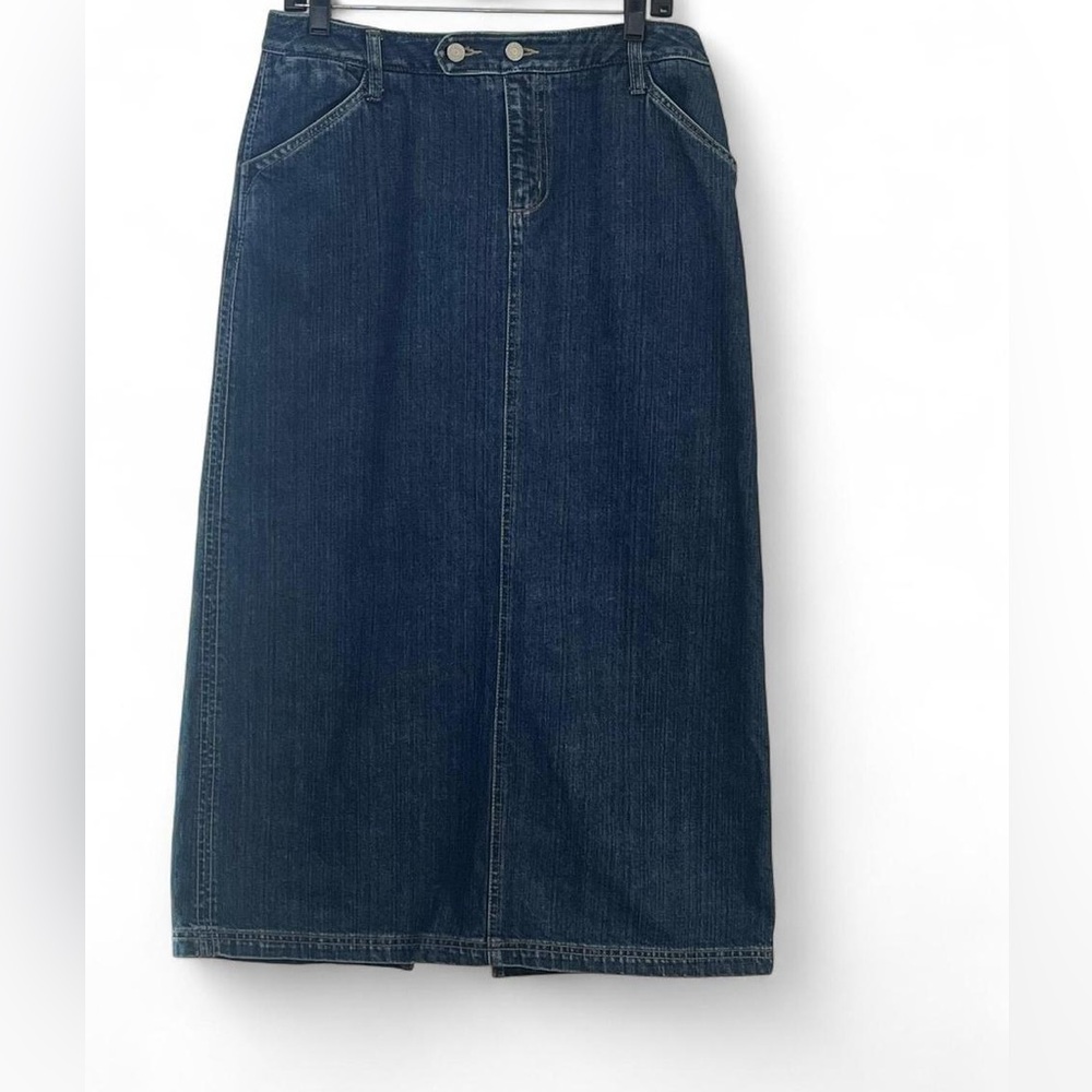 Eddie Bauer Dark Blue Denim Midi Skirt